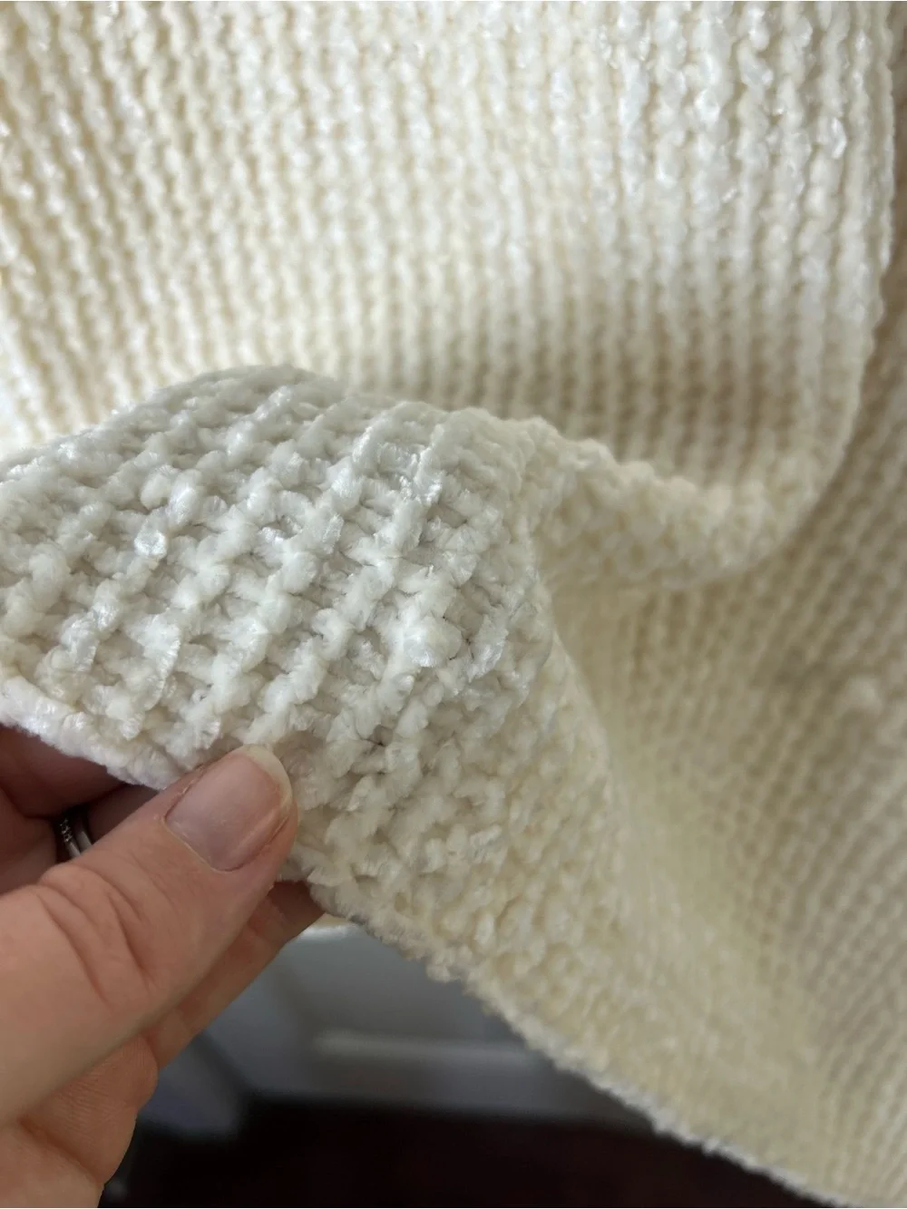 Dream Softly Baby Blanket Berkshire Chenille Sweater Knit Ivory Off White Cream